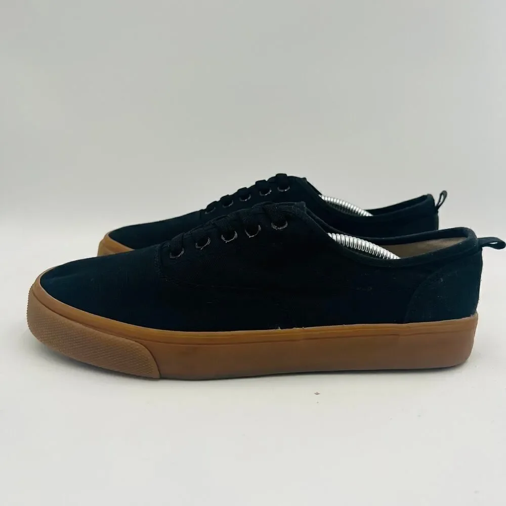 Old Navy Black Jack Canvas Lace-Up Black Tan Sole Sneakers for Kids Size 5